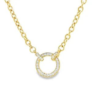 Slide Diamond Circle Yellow Gold Necklace