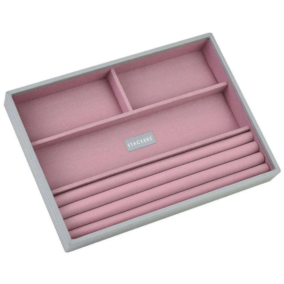 Stackers Classic 4 Section Jewellery Tray - Dove Grey/Antique Rose