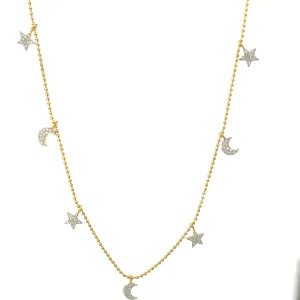 Stellaluna Dangling CZ Necklace,Gold Vermeil