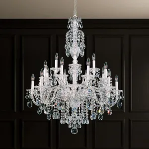 Sterling 20 Light Silver Chandelier with Clear Heritage Crystals