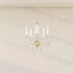 Sterling 5 Light Gold Chandelier with Clear Heritage Crystals