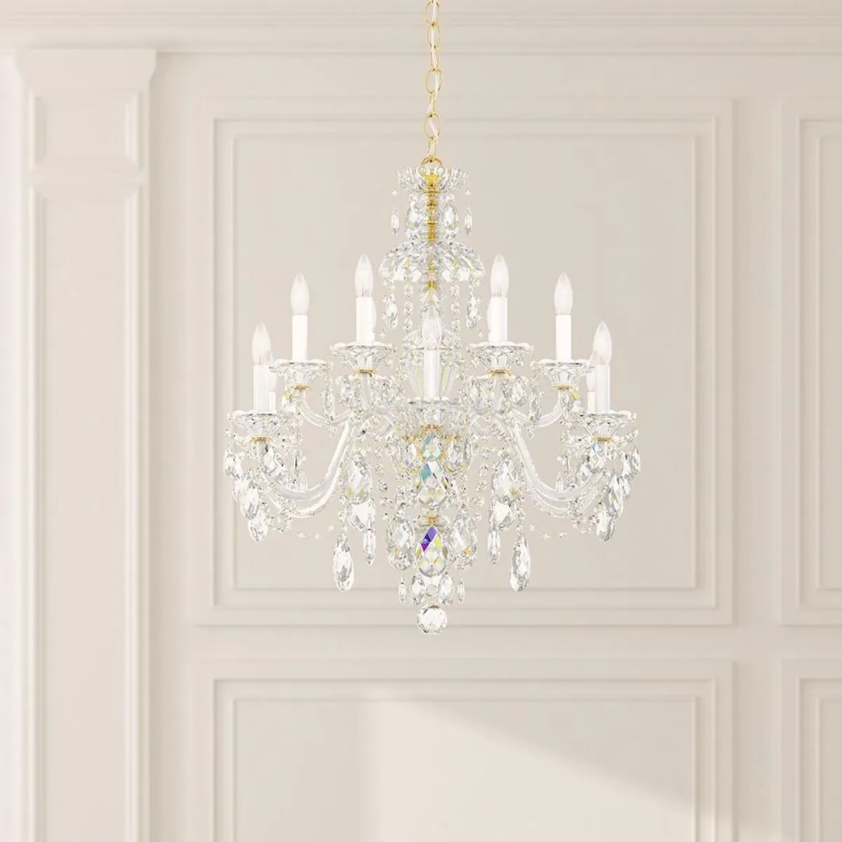 Sterling Gold Chandelier with Crystals from Swarovski