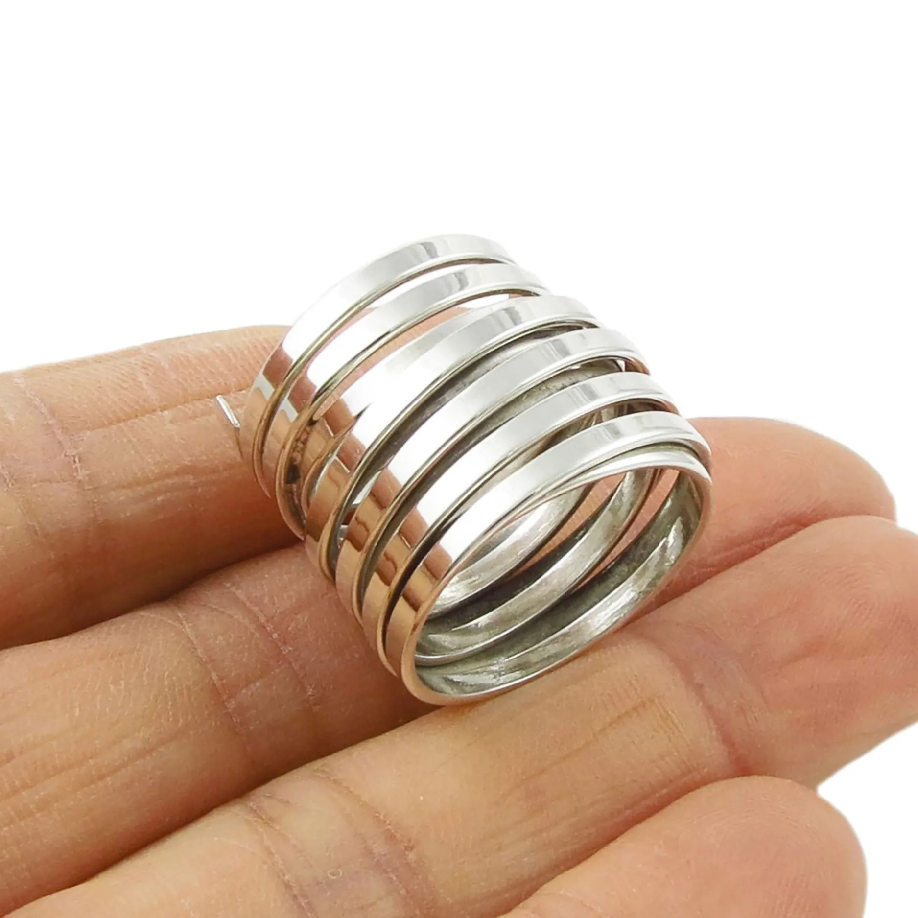 Sterling Silver Chunky Spiral Ring for Women