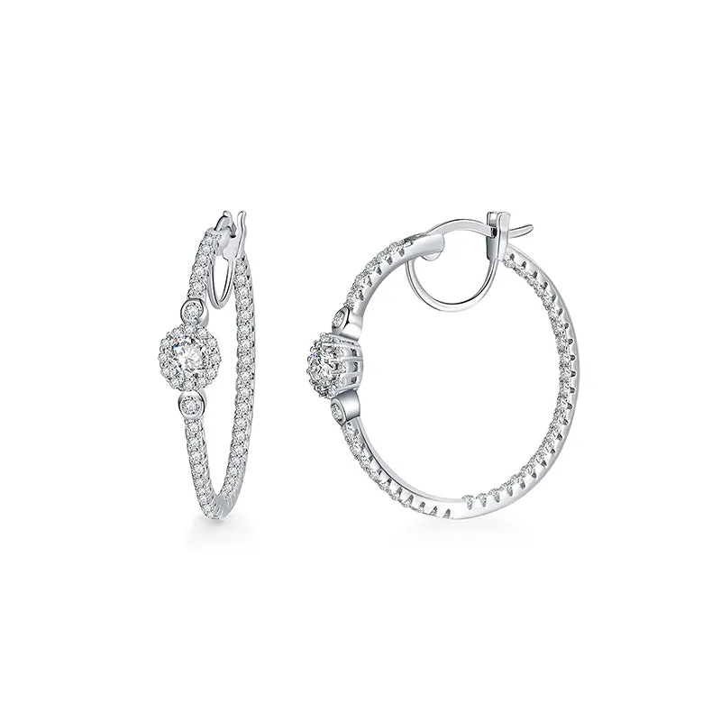 Sterling Silver Cubic Zirconia Hoop Earrings