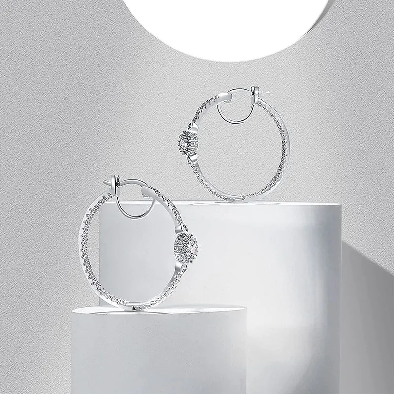 Sterling Silver Cubic Zirconia Hoop Earrings