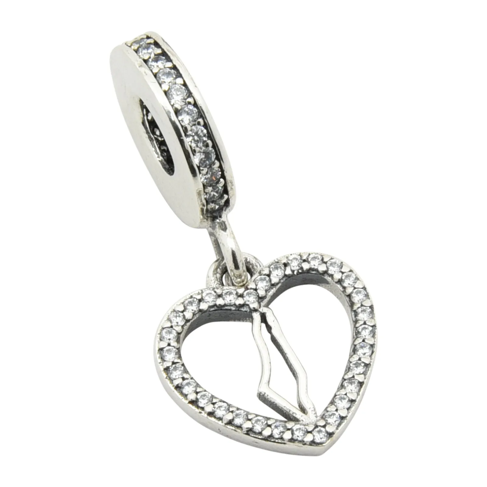 Sterling Silver I Love Palestine CZ Charm