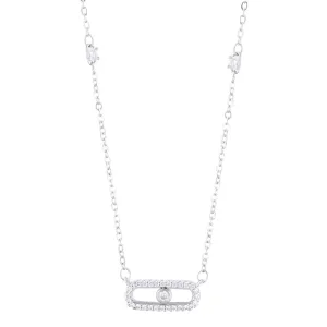 Sterling Silver Plated Adjustable CZ Dancing Stone Necklace