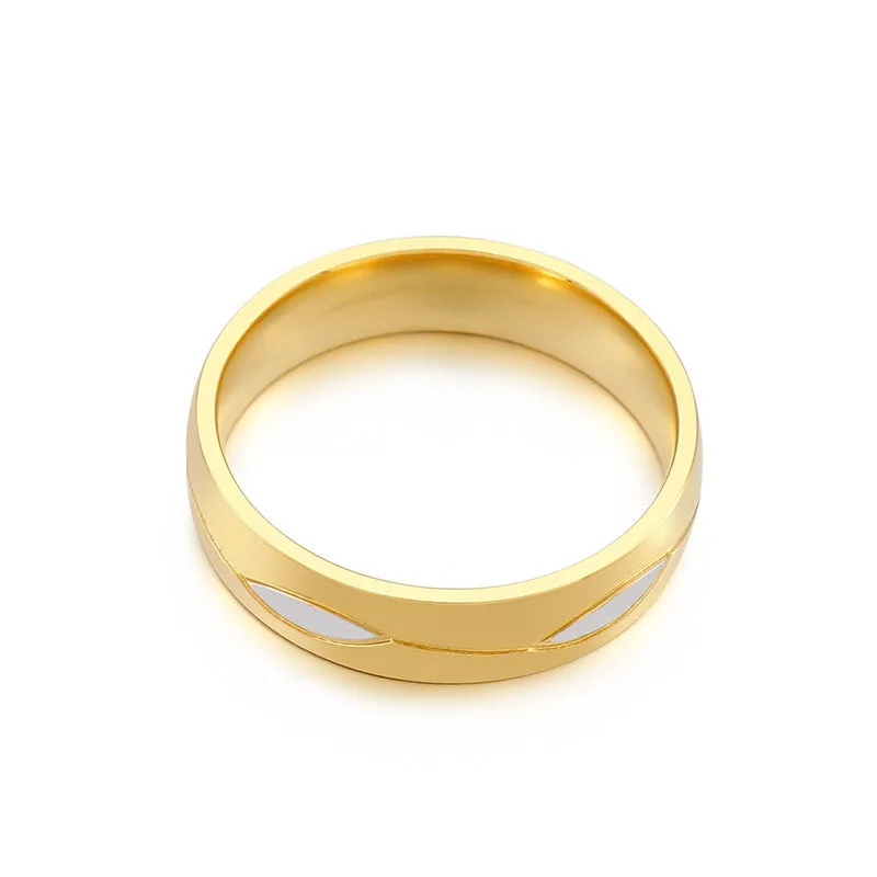 Stylish 18k Vacuum Electroplated Titanium Steel Rings for Men and Women - European and American Fashion