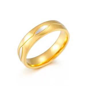 Stylish 18k Vacuum Electroplated Titanium Steel Rings for Men and Women - European and American Fashion