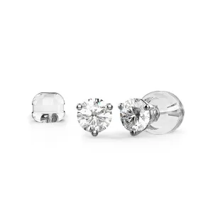 Timeless Solitaire Stud Diamond Earrings Encased in 18k White Gold