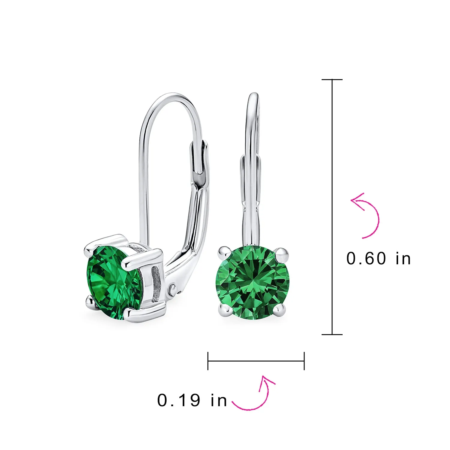 Traditional Bridal Round Brilliant Cut 1CT AAA CZ Colors Solitaire Drop Earrings