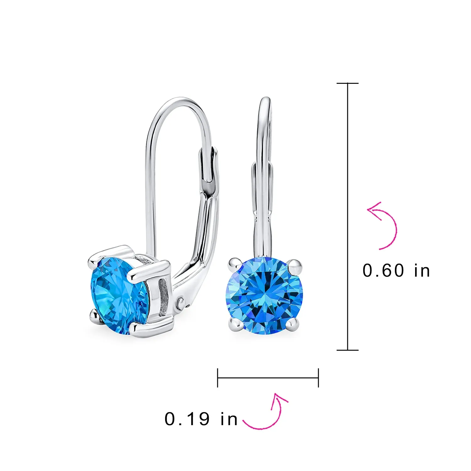 Traditional Bridal Round Brilliant Cut 1CT AAA CZ Colors Solitaire Drop Earrings