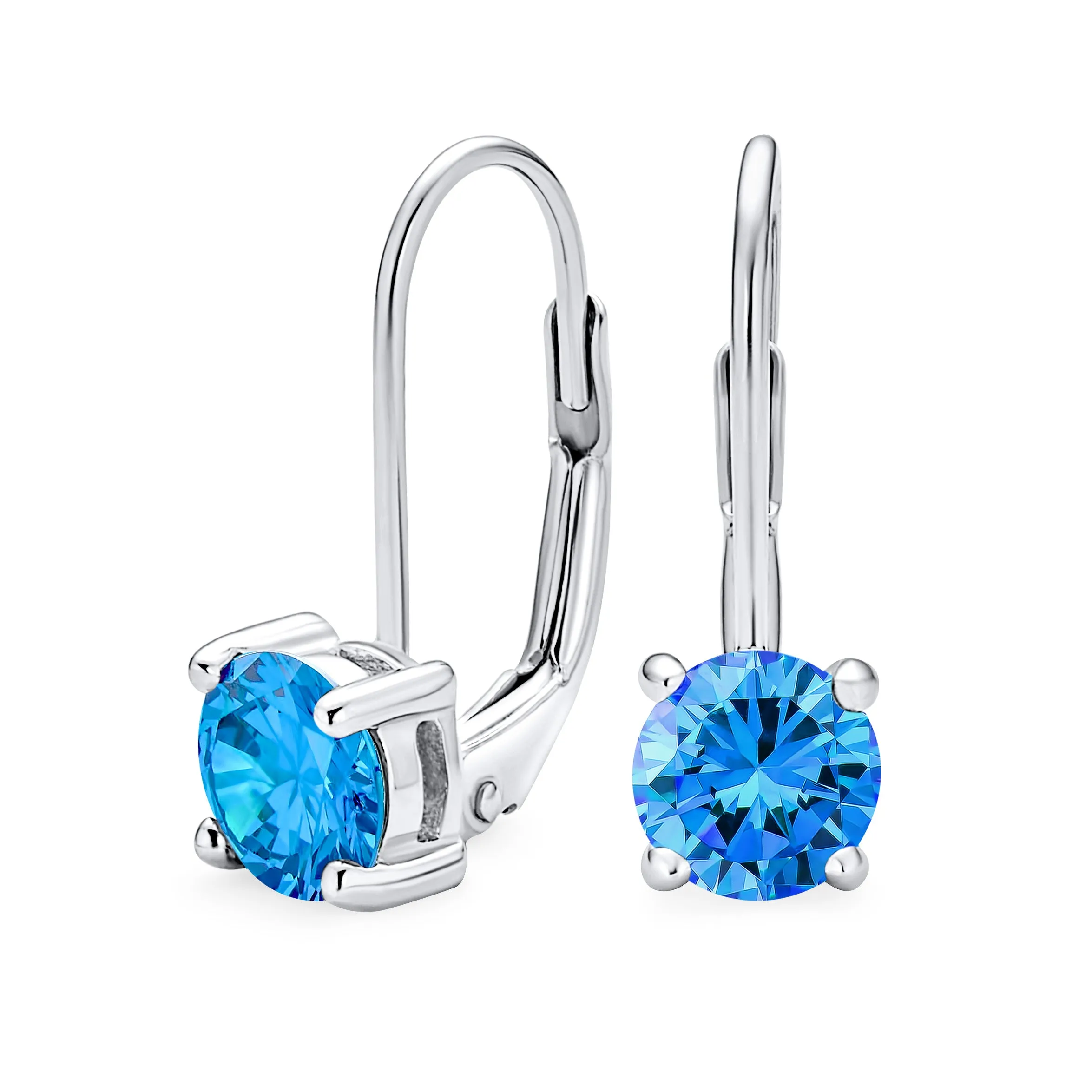 Traditional Bridal Round Brilliant Cut 1CT AAA CZ Colors Solitaire Drop Earrings