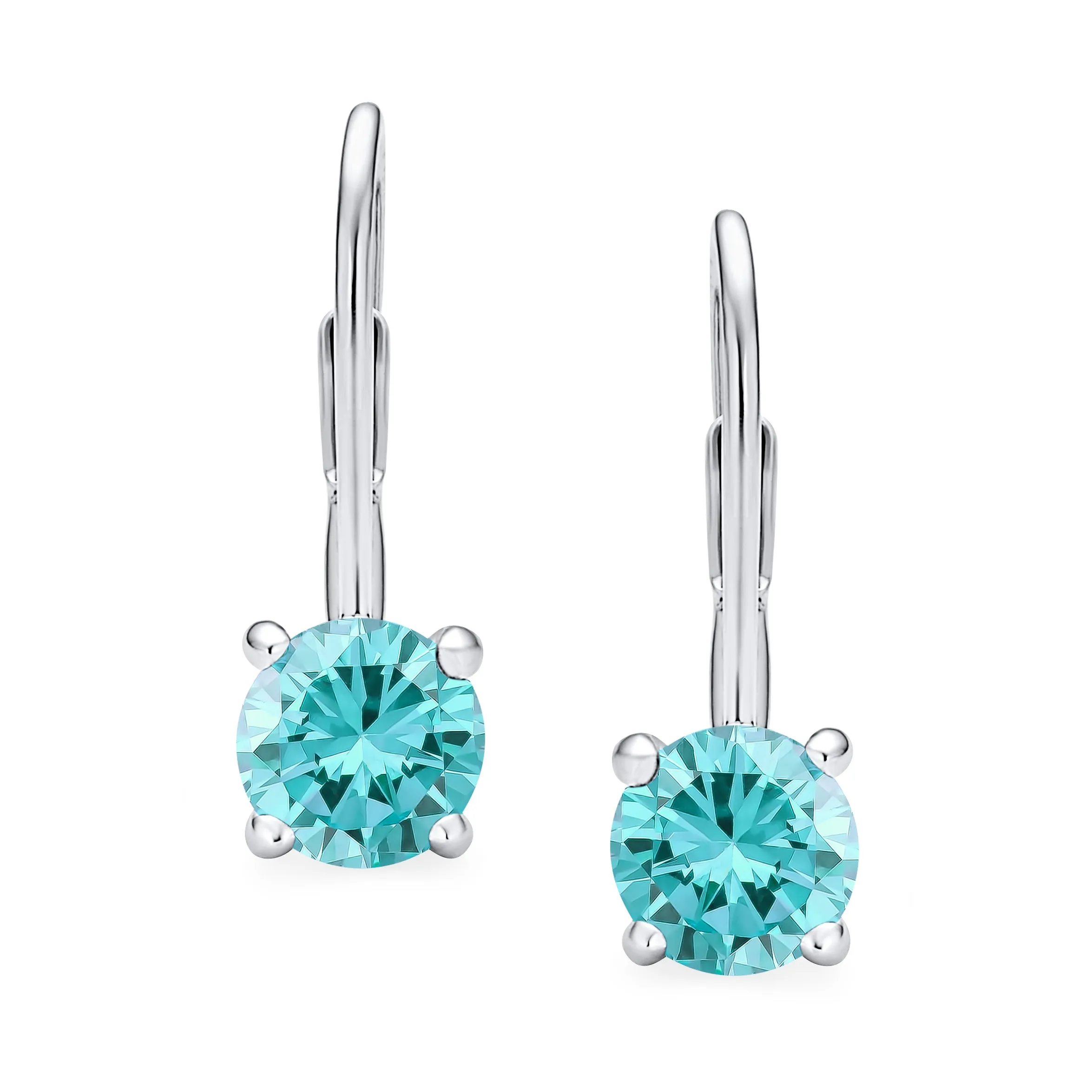 Traditional Bridal Round Brilliant Cut 1CT AAA CZ Colors Solitaire Drop Earrings