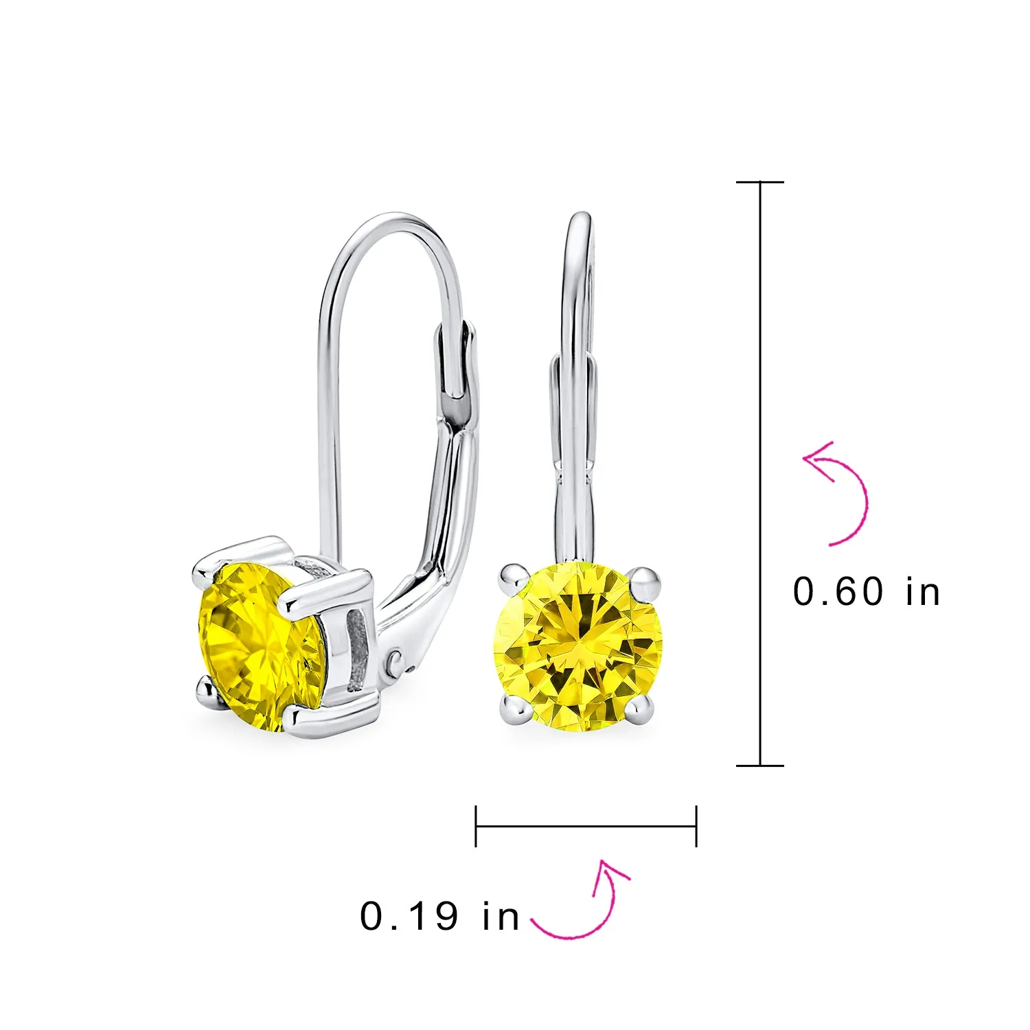 Traditional Bridal Round Brilliant Cut 1CT AAA CZ Colors Solitaire Drop Earrings