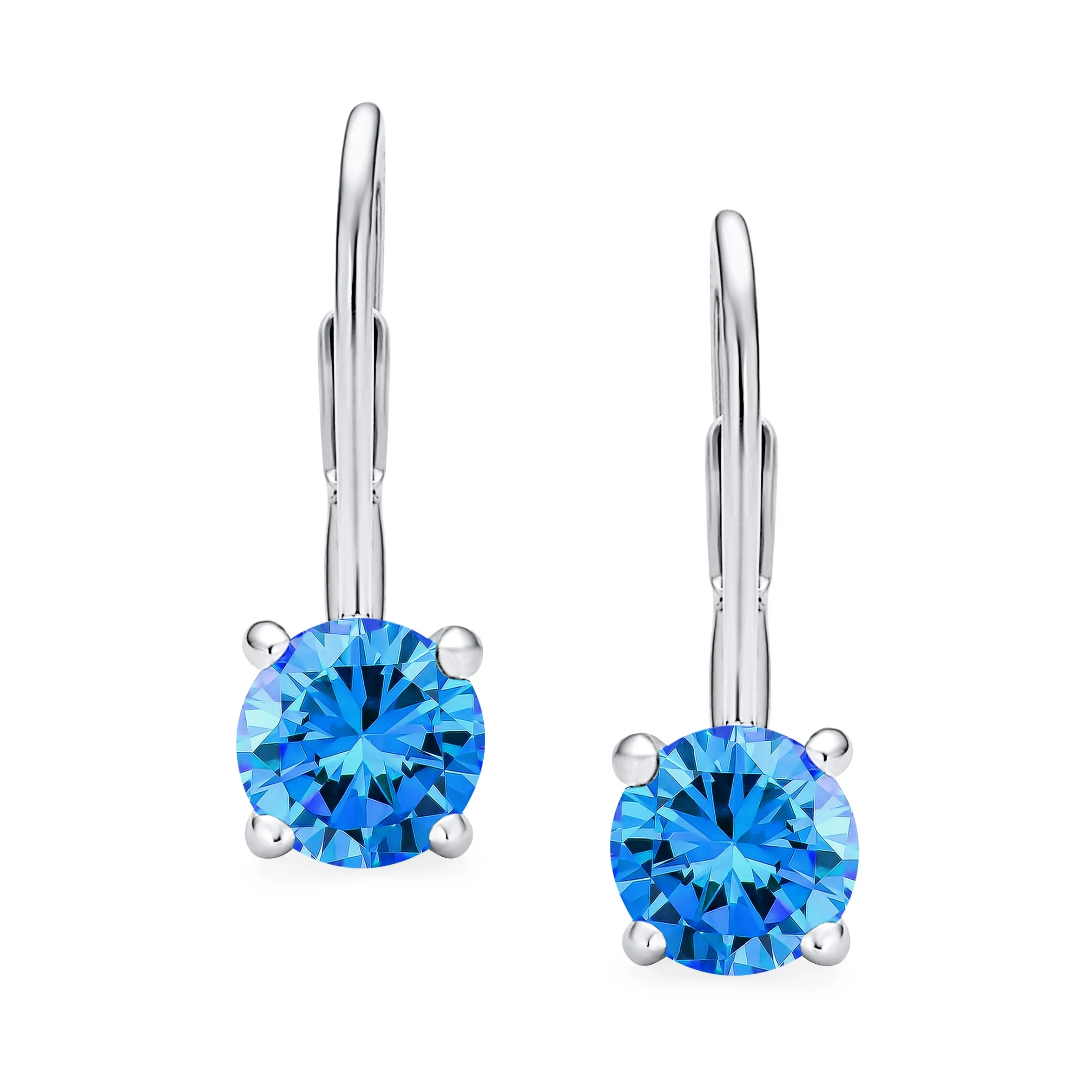 Traditional Bridal Round Brilliant Cut 1CT AAA CZ Colors Solitaire Drop Earrings