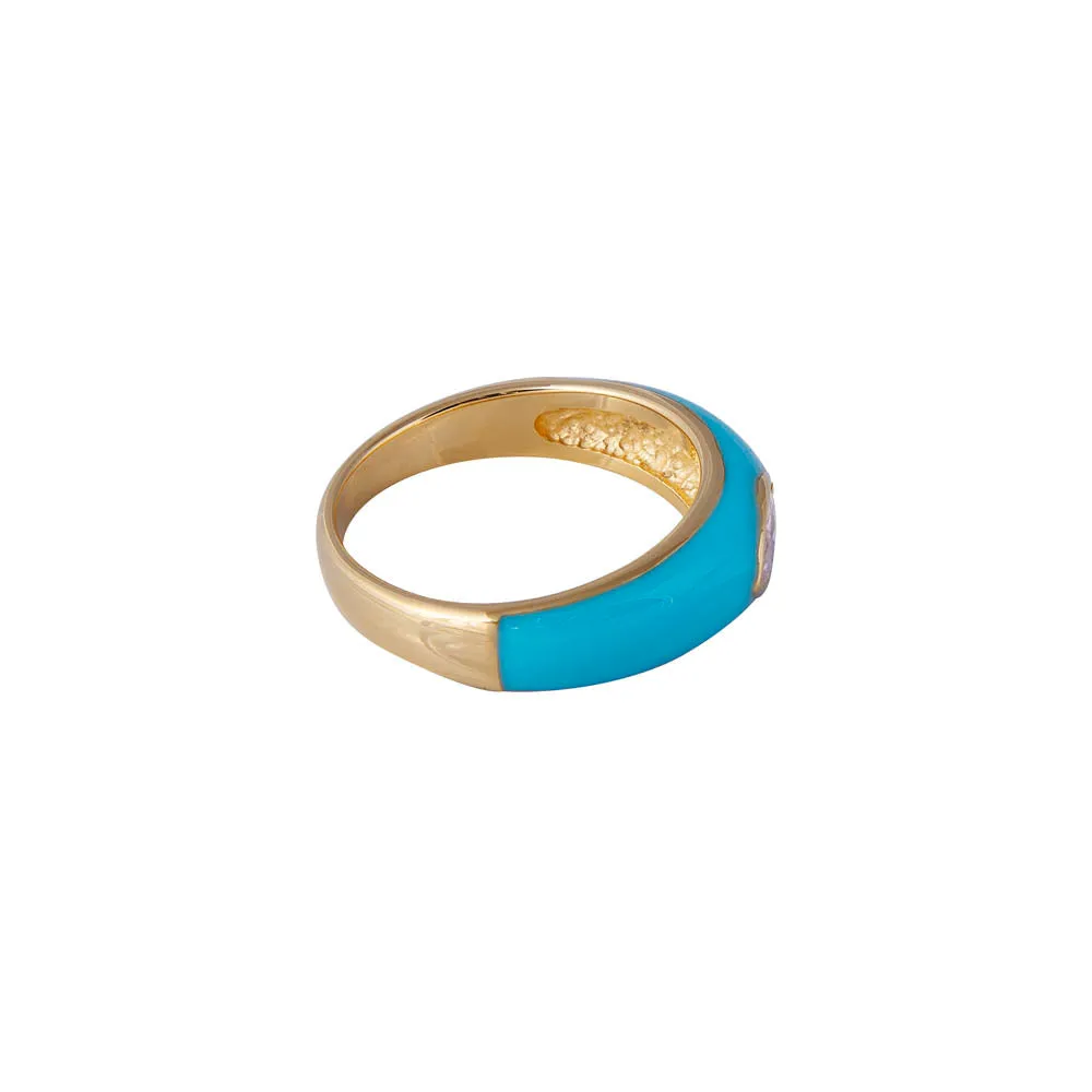 TURQUOISE ENAMEL MARQUISE RING