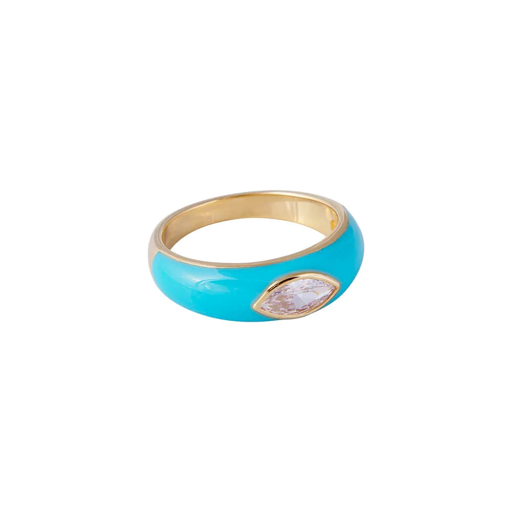 TURQUOISE ENAMEL MARQUISE RING