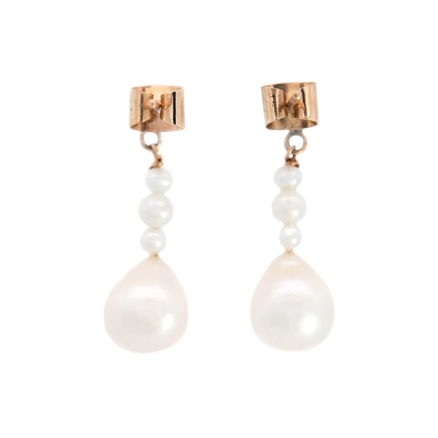 Vintage 14k Pearl Dangle Earrings