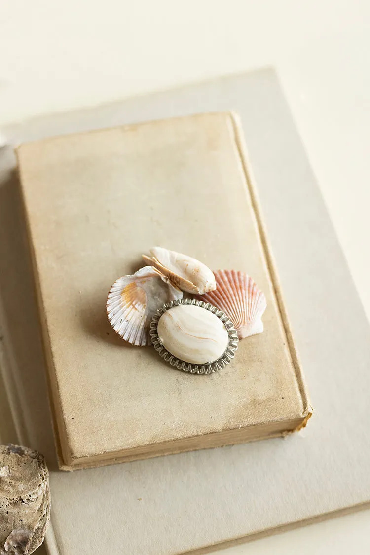 Vintage Ivory Stone Brooch