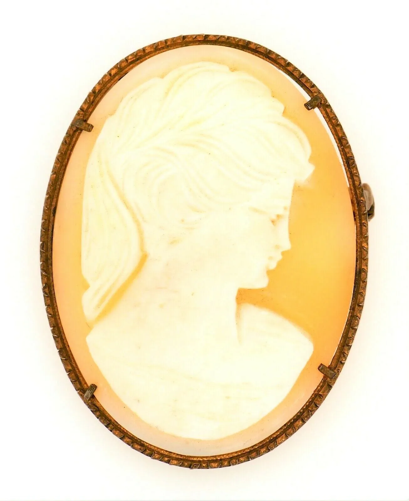 Vintage Shell Cameo Portrait Brooch Pin Fashion Jewellery