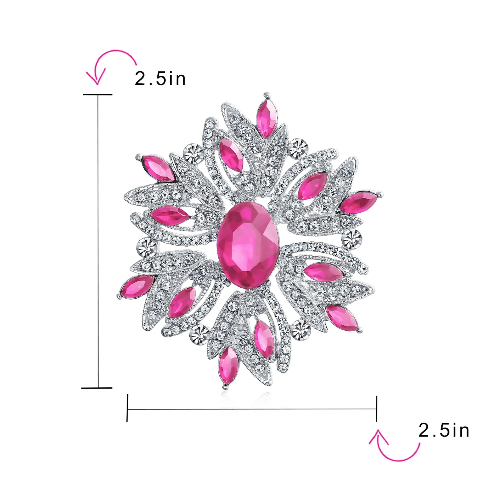 Vintage Style Gemstone Crystal Flower Art Deco Brooche Pin for Scarves