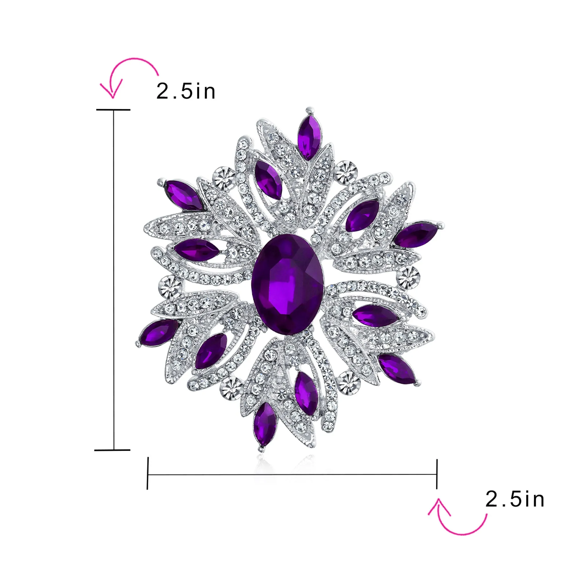 Vintage Style Gemstone Crystal Flower Art Deco Brooche Pin for Scarves