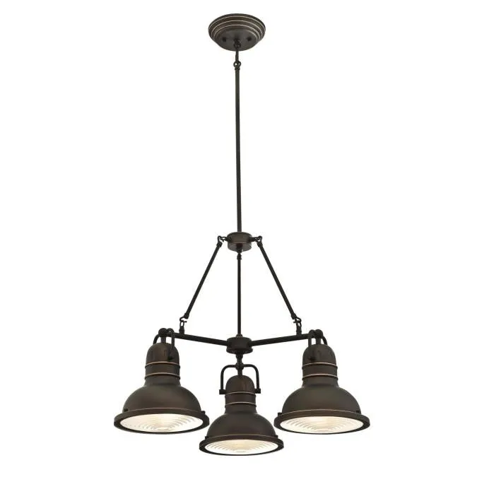 Westinghouse 6333700 3 Light Chandelier Oil Rubbed Bronze Finish with Highlights and Prismatic Lens