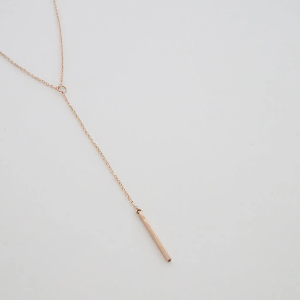 Whisper Thin Lariat Bar Necklace, 14k Gold