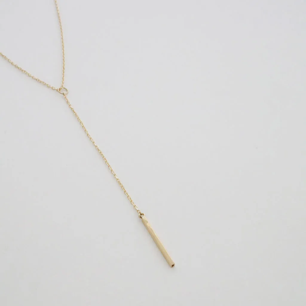 Whisper Thin Lariat Bar Necklace, 14k Gold