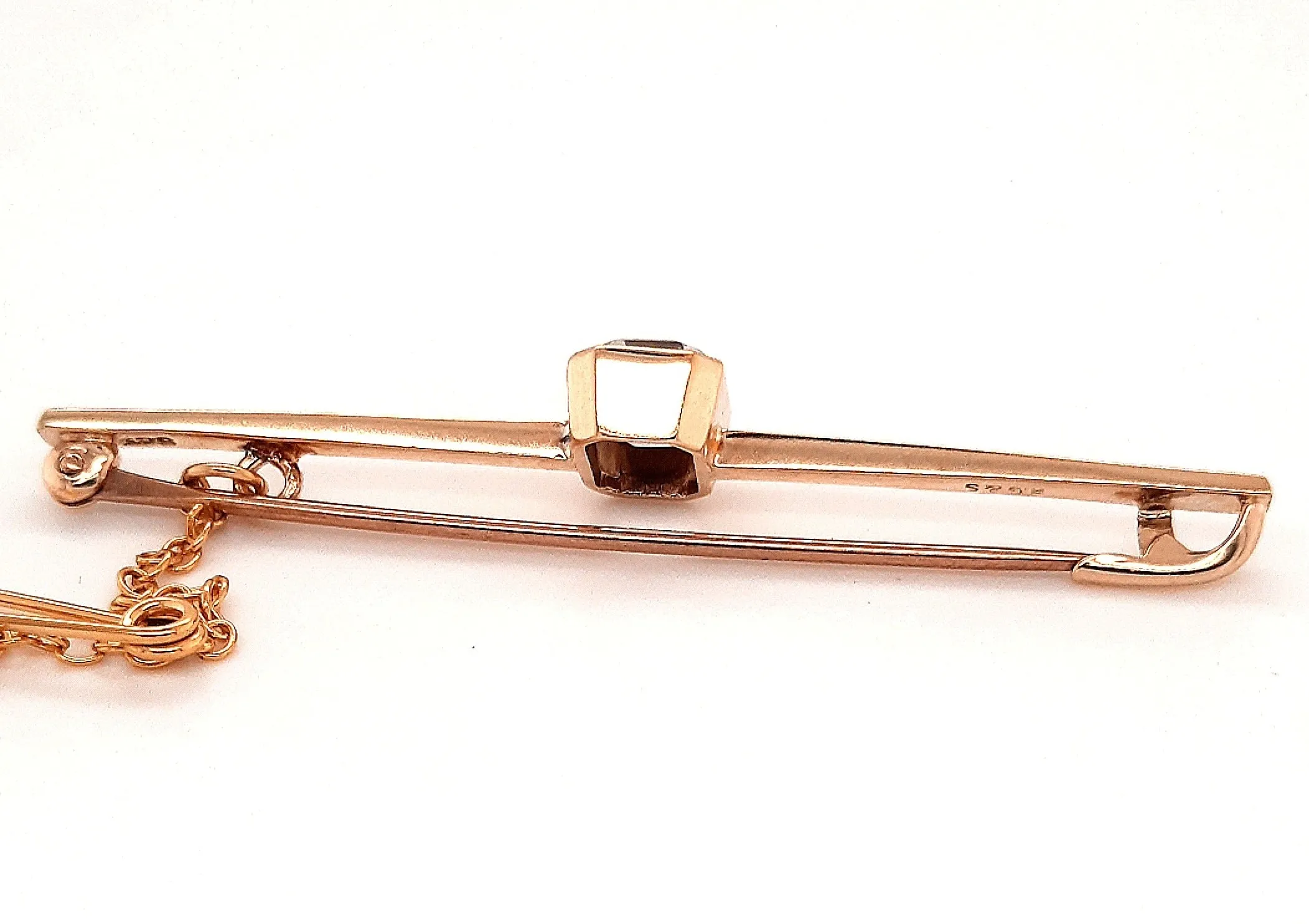 White Topaz & 9ct Yellow Gold Bar Brooch