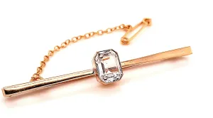 White Topaz & 9ct Yellow Gold Bar Brooch